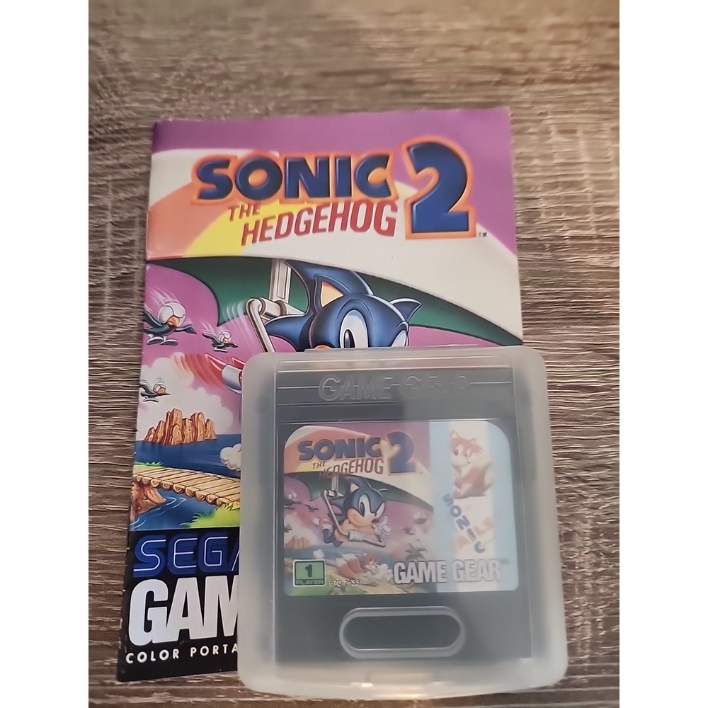 USED SEGA SONIC 2 GAME GEAR WITH CASE & INSTRUCTION MANUAL